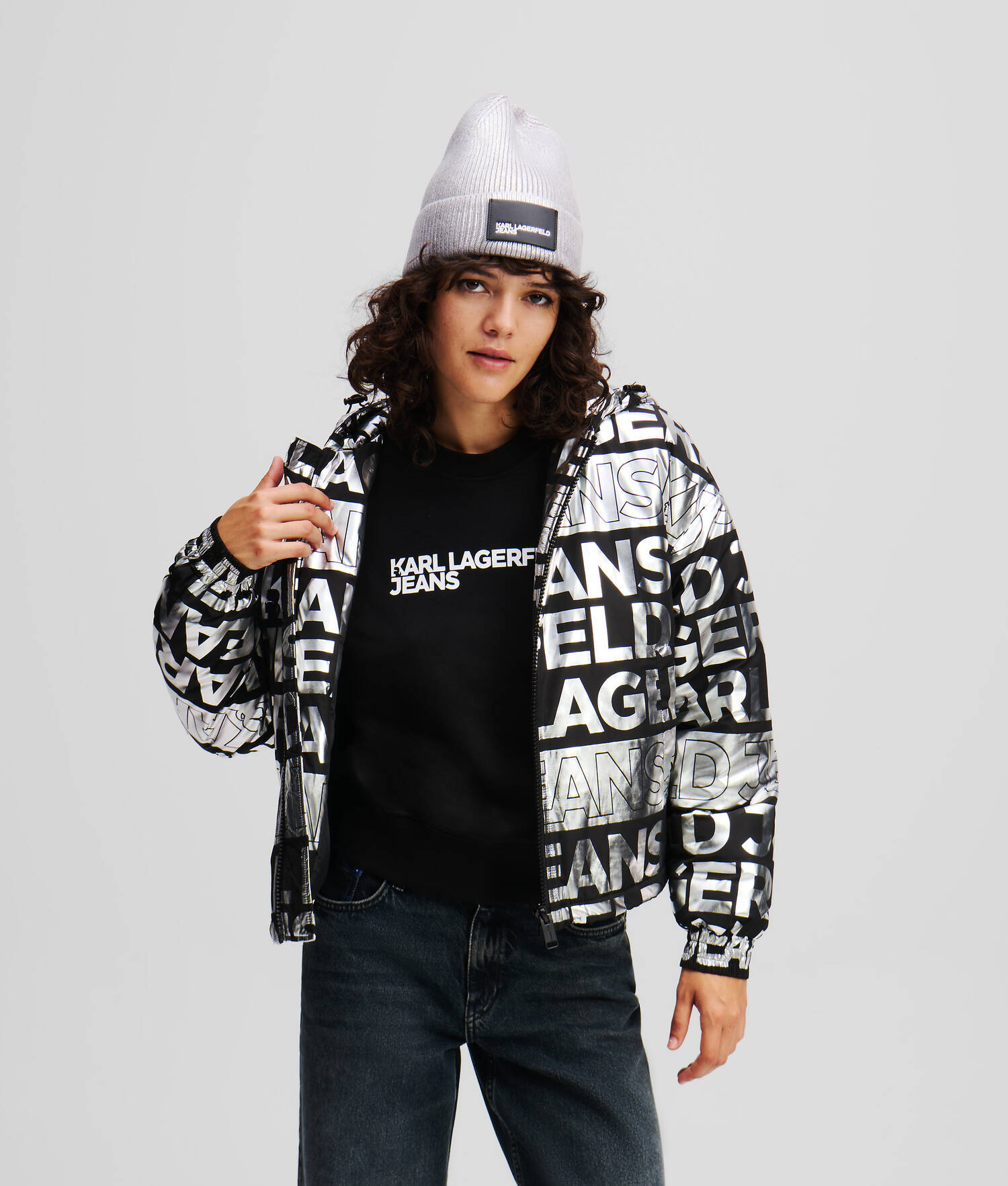 VESTE À LOGO FAÇON ALL-OVER KLJ - Pliage numérique motif all over