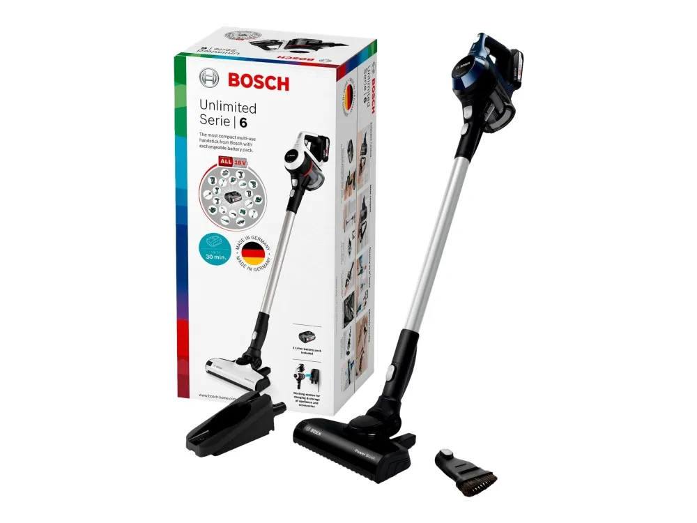 Bosch Unlimited Serie | 6 BBS611PCK - Støvsuger - pind/håndholdt (2-i-1) - uden pose - ledningsfri - måneskinsblå