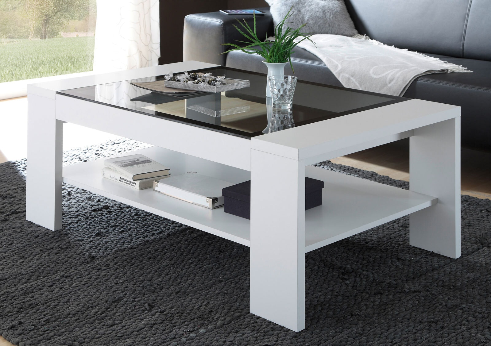 Couchtisch Flat-Carat 118x4x73 cm MDF Tiefzieh weiß