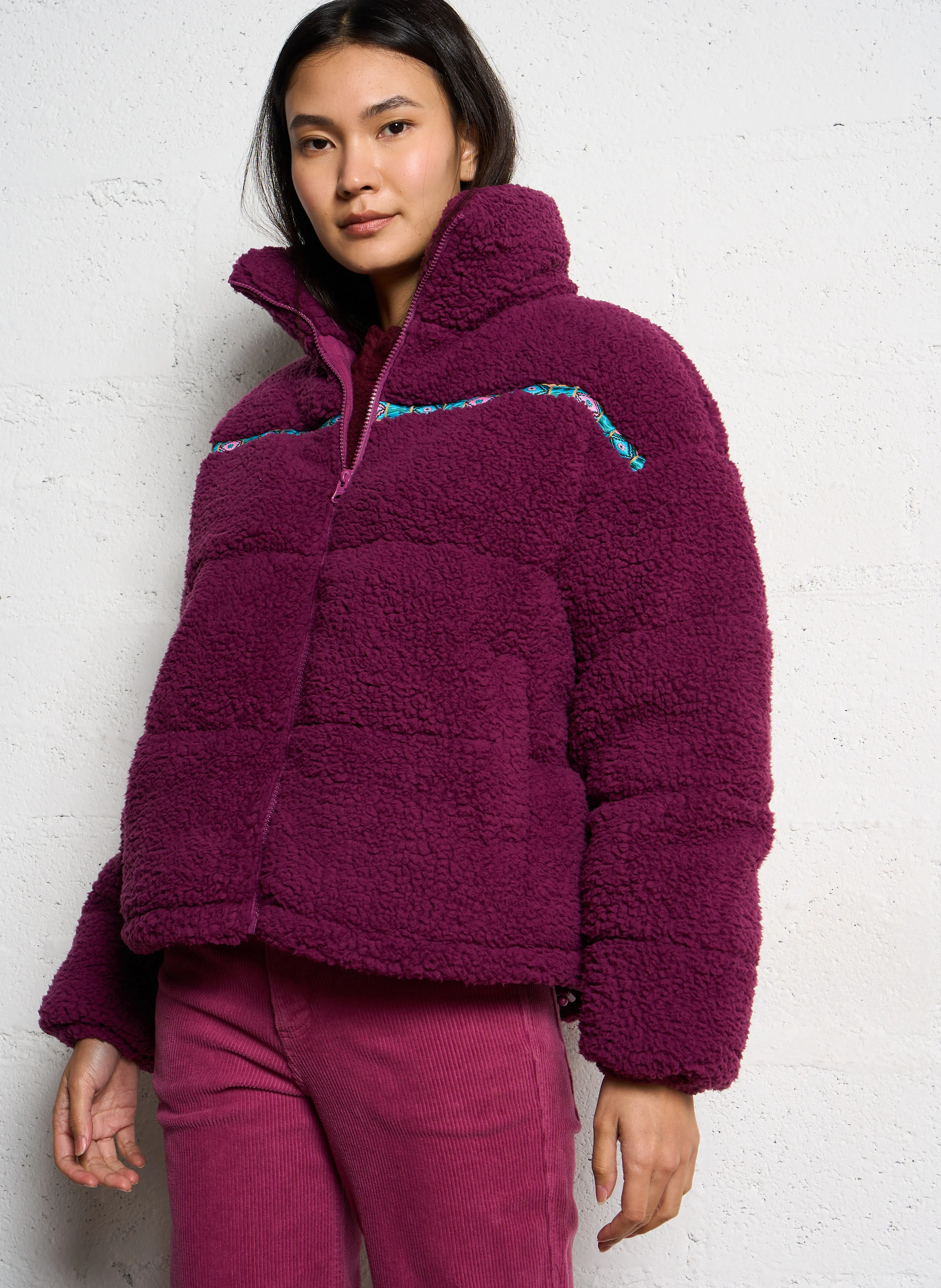 SHERPA PUFFER - Manteau boxy en sherpa | Violet