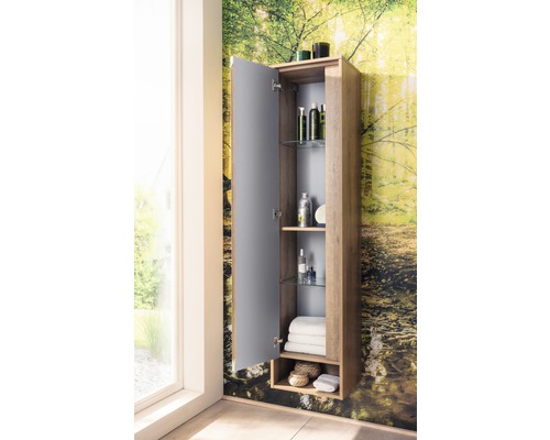 Hoge kast FACKELMANN Natura linkerzijde, eikenhout, 166,5 x 38 x 23 cm