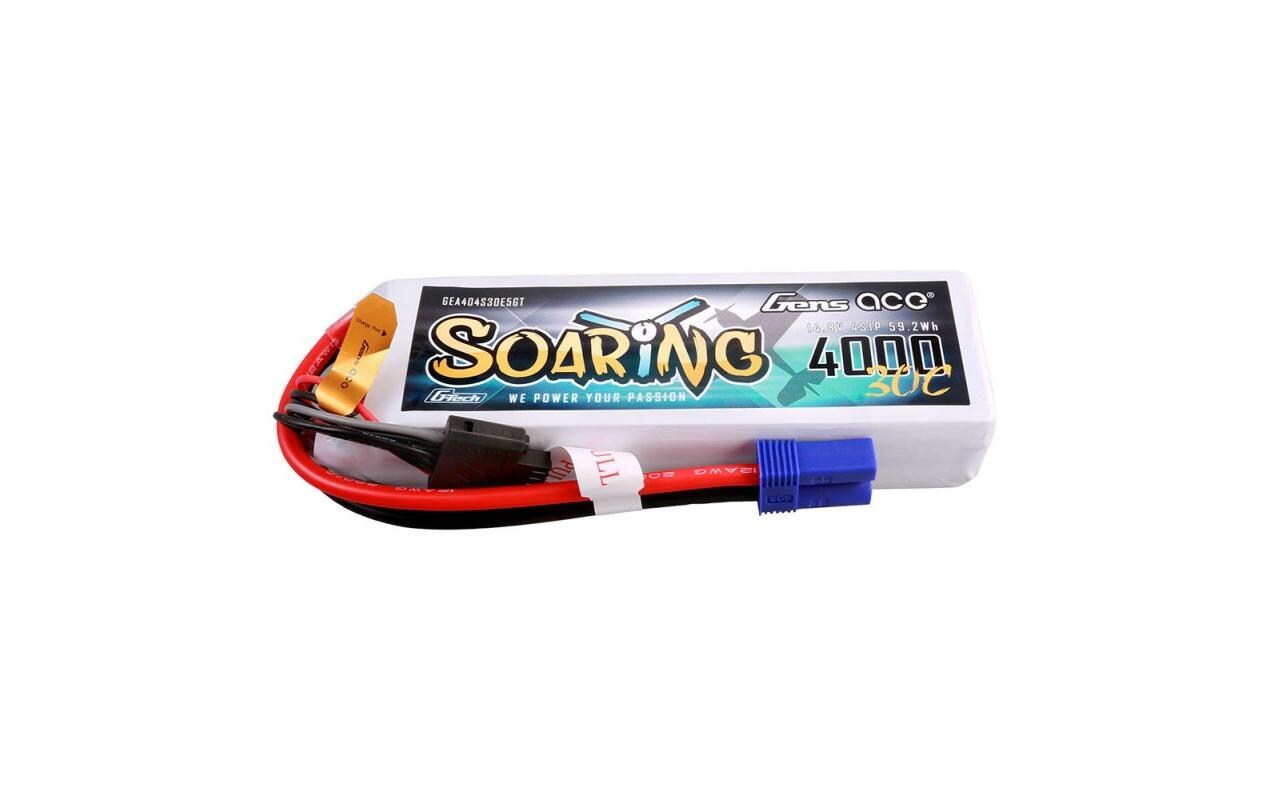 RC-Akku LiPo 4000 mAh 14.8 V 30C Soaring, G-Tech4S LiPo Akku mit EC5 Stecker