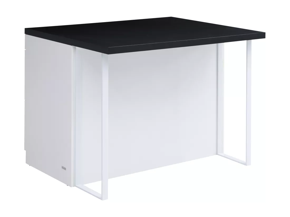 Ilot central de cuisine avec 6 tiroirs en MDF et métal - Blanc et anthracite - LAKSINA