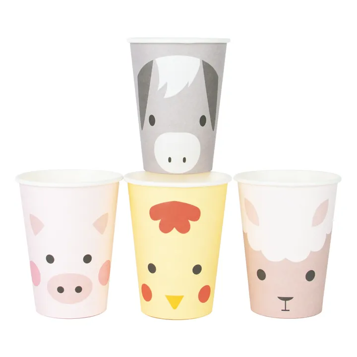My Little Day Gobelets en carton Mini ferme - Lot de 8