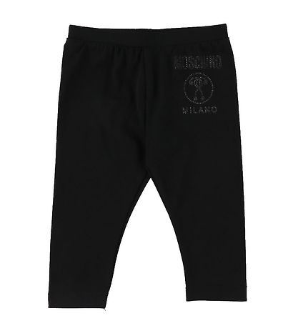 Moschino T-Shirt/Leggings - Weiß/Schwarz m. Sortieren/Strassstei