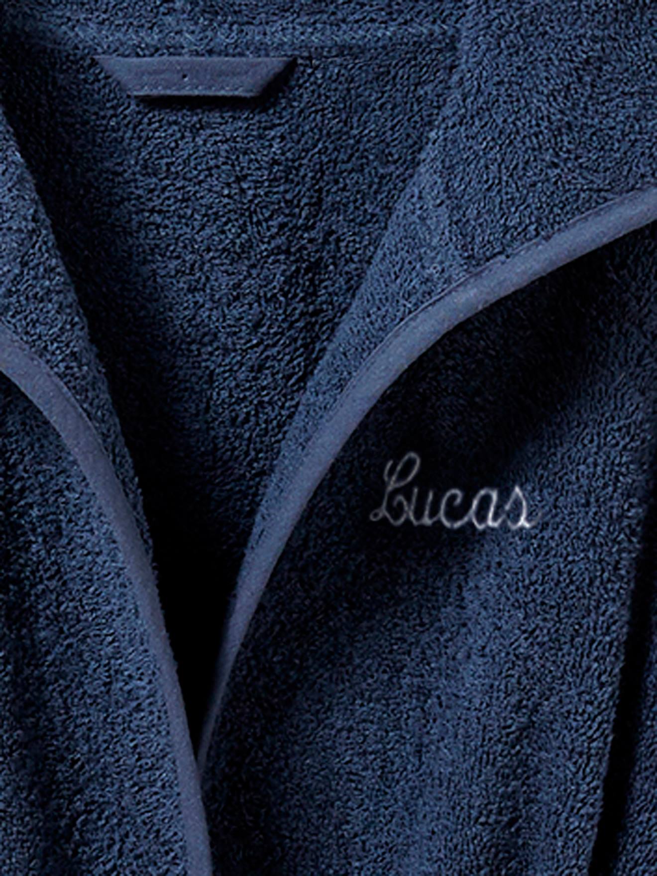 Roupão infantil personalizável com capuz, jeans azul
