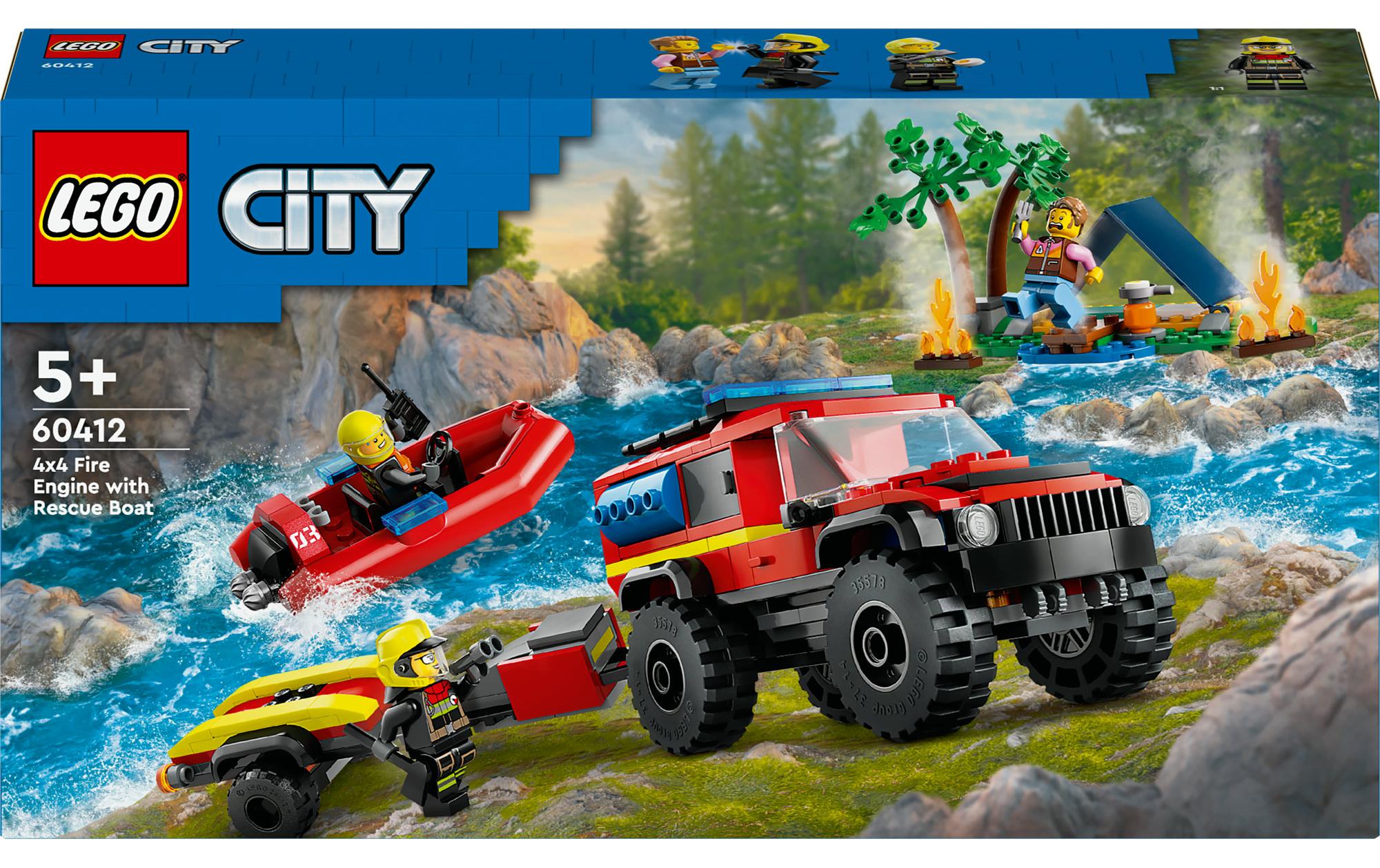 City Feuerwehrgeländewagen mit Rettungsboot 60412Spielset mit Rettungsfahrzeugen