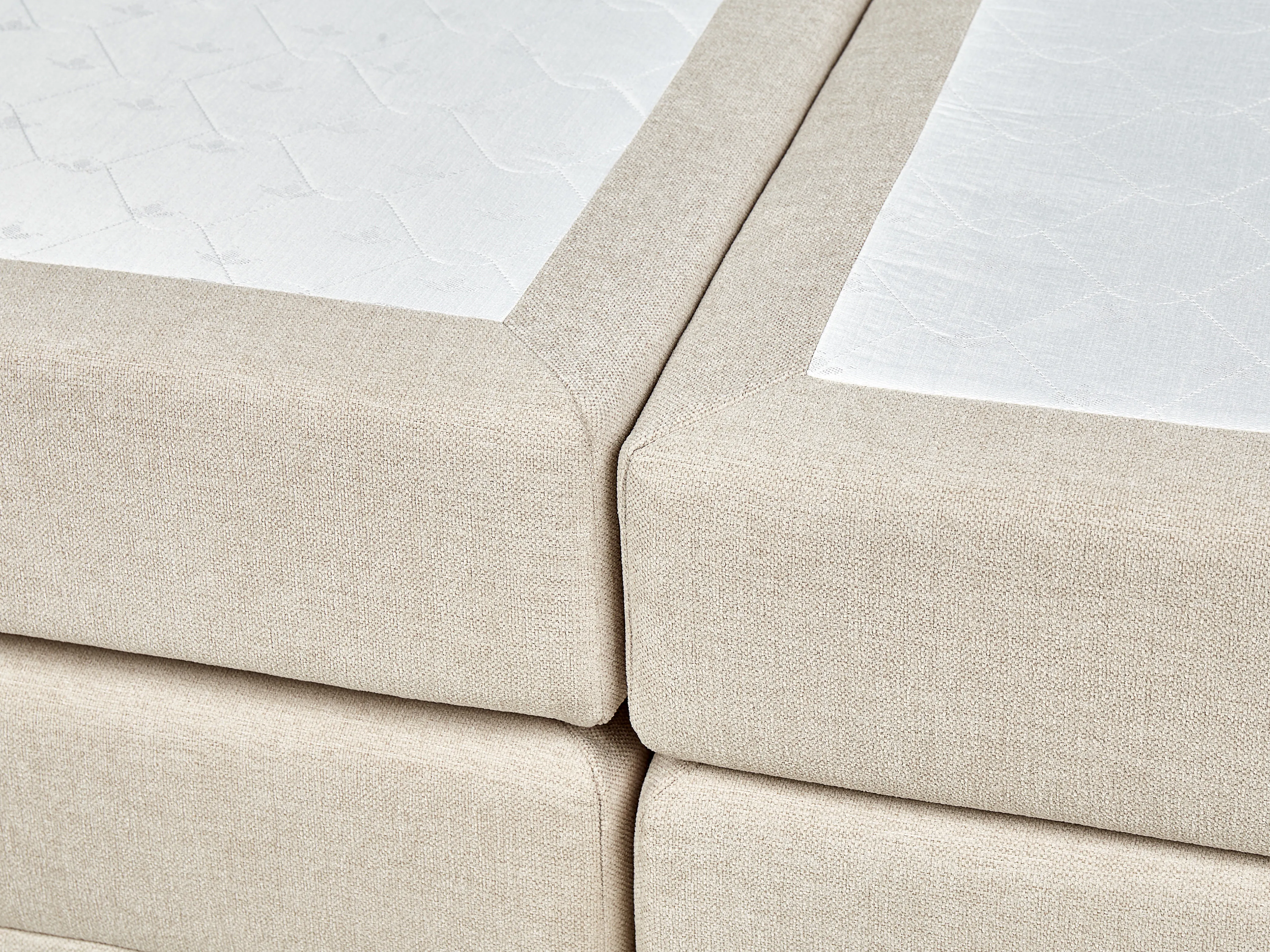 Boxspring met opbergruimte Stof MINISTER 180 x 200 cm Lichtbeige