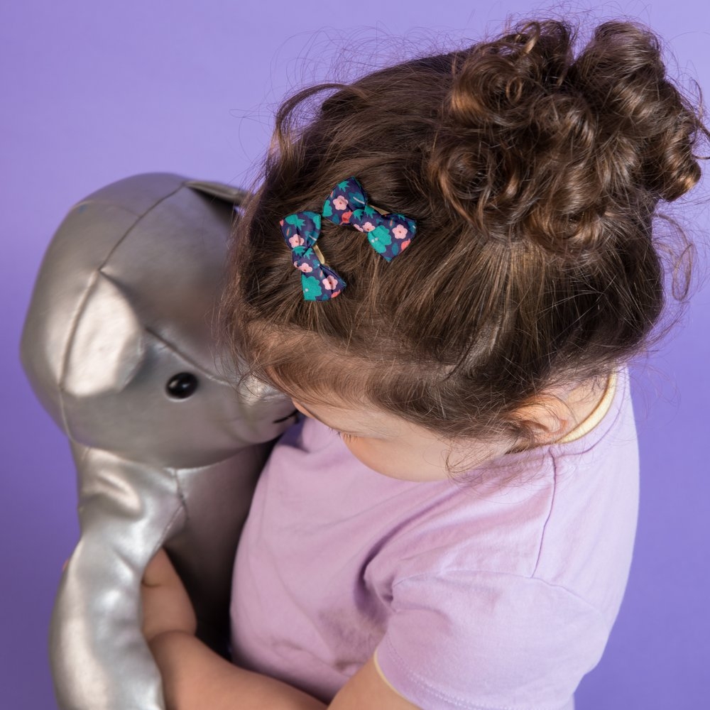 Barrettes Clic-Clac Petits Noeuds Huppette Fleurie