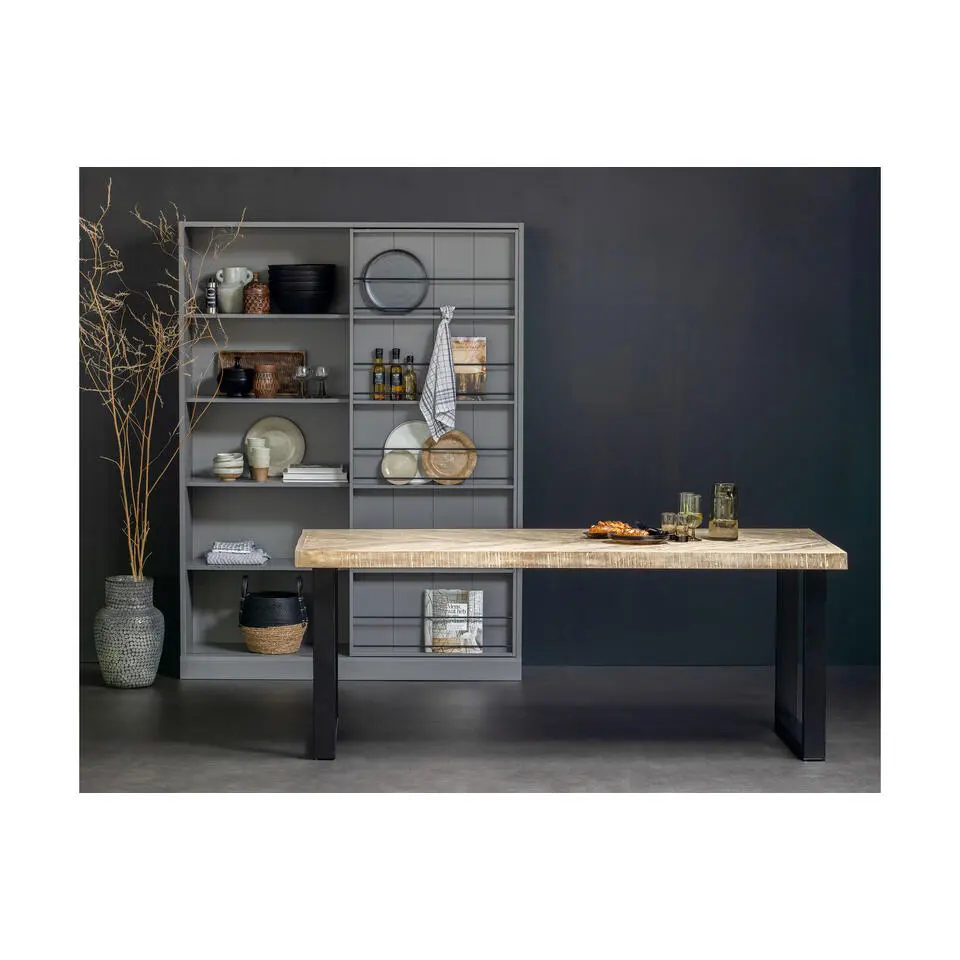 WOOOD Tablo Tafel Visgraat met U-Poot - Mango - 75x200x90
