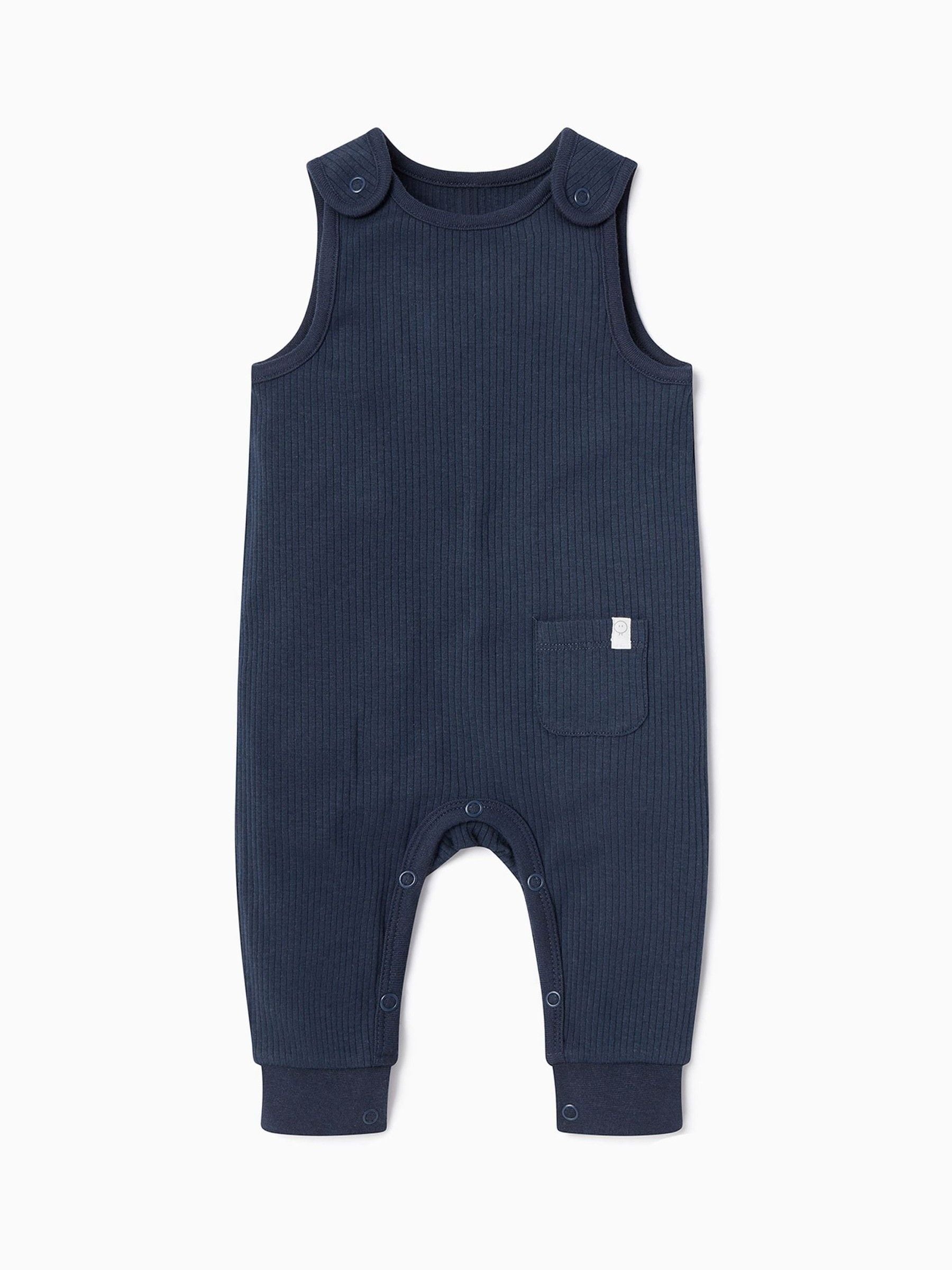 Lichtblauw - MORI Ribbed Romper Dungarees