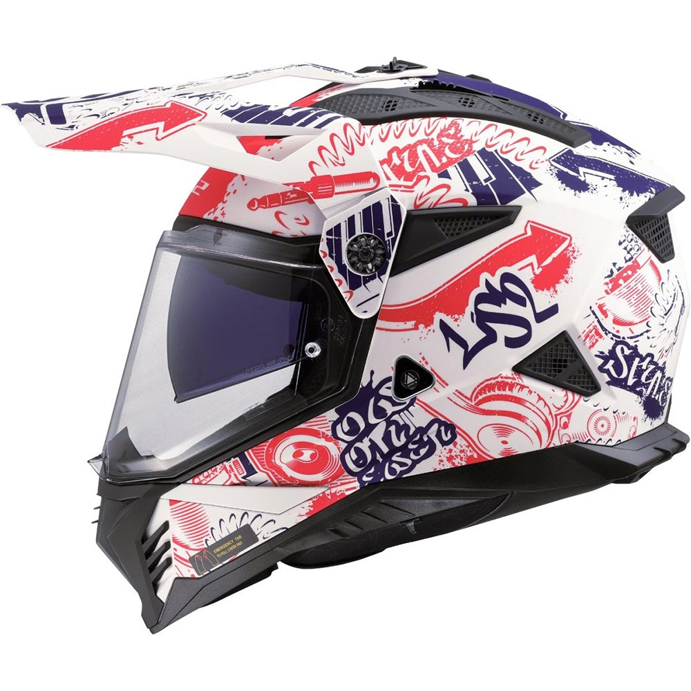 LS2 - Casque MX702 Pioneer II Fantasy Blanc / Rouge / Bleu / Mat