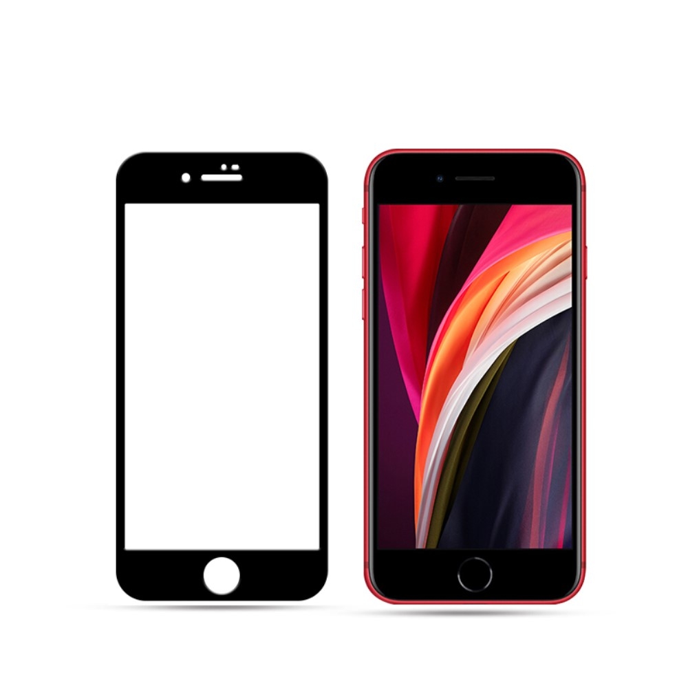 iPhone SE (2022/2020) / 8 / 7 ThinQ Vollbild Panzer Glas Display Rahmen - Schwarz