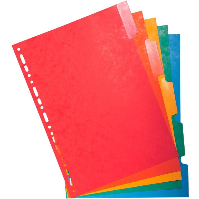 Intercalaires Carte lustrée 225 g avec onglets renforcés - 5 positions - A4