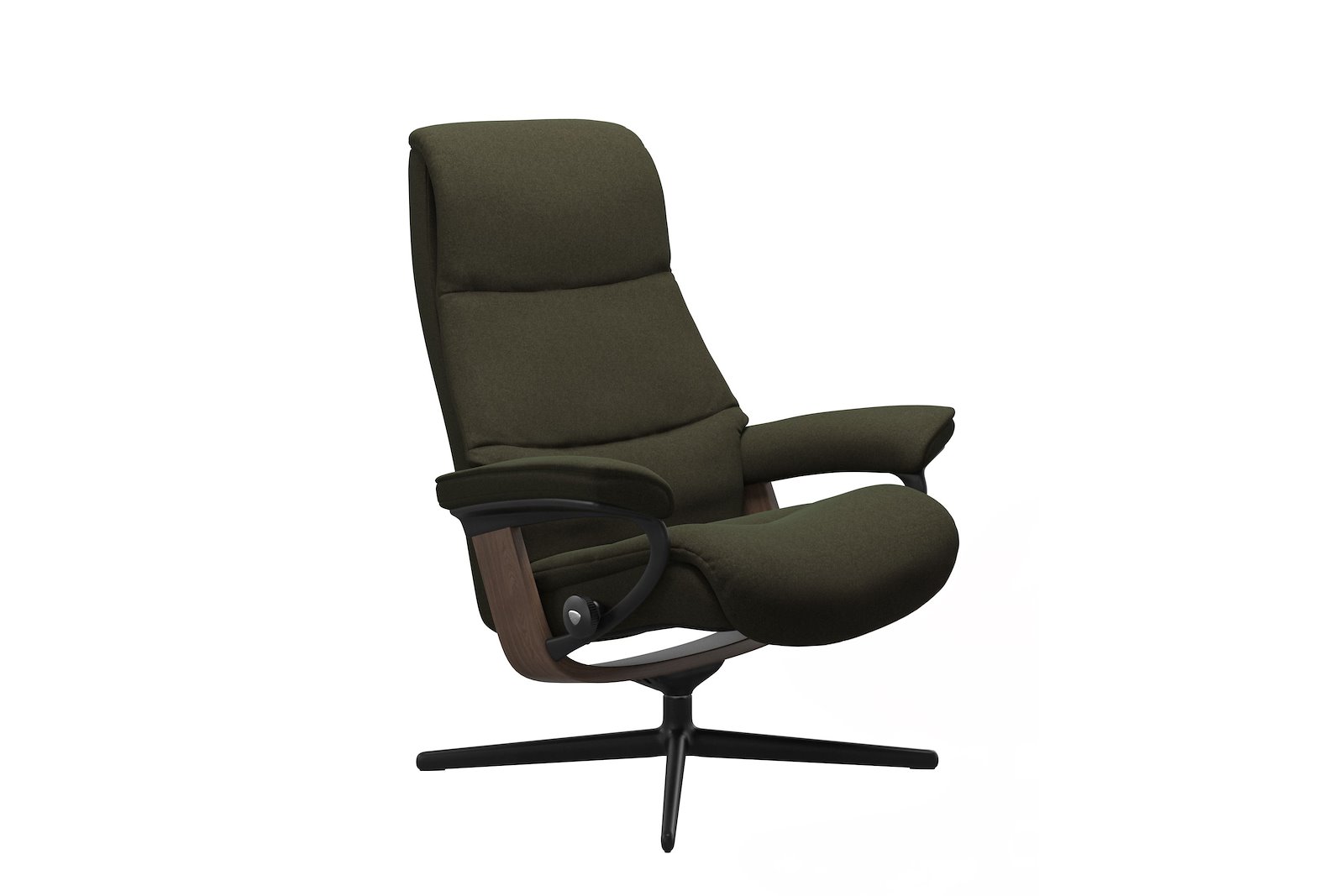 View lenestol Tekstil Calido Green – Cross understell – Sort – Valnøtt - Medium