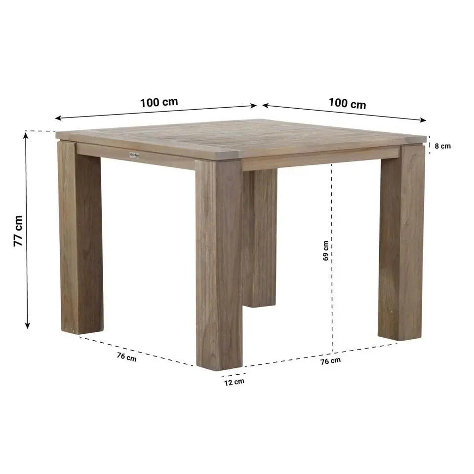 Tuinset 4 personen 100 cm Aluminium/wicker Taupe Coco Vedra/Brighton