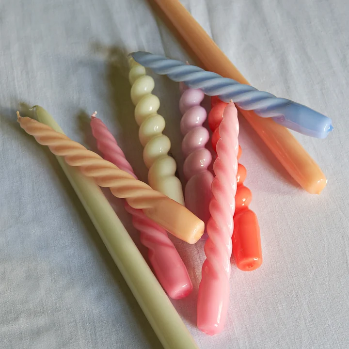 HAY - Spiral Stabkerzen mini, H 14 cm, hellgrün (10er-Set)