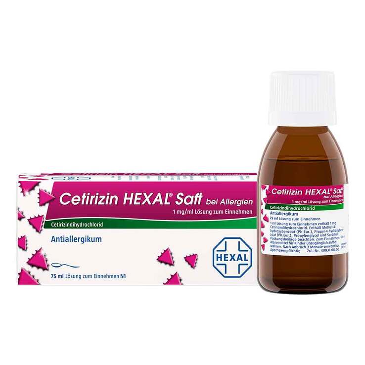 Cetirizin Hexal Saft bei Allergien, 75 ml