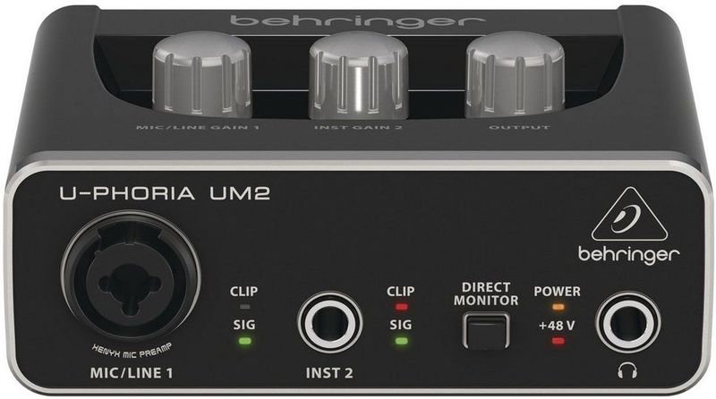 Behringer - U-Phoria UM2 - USB Audio Interface - 2 x 2 - Met MIDAS Microfoonvoorversterker