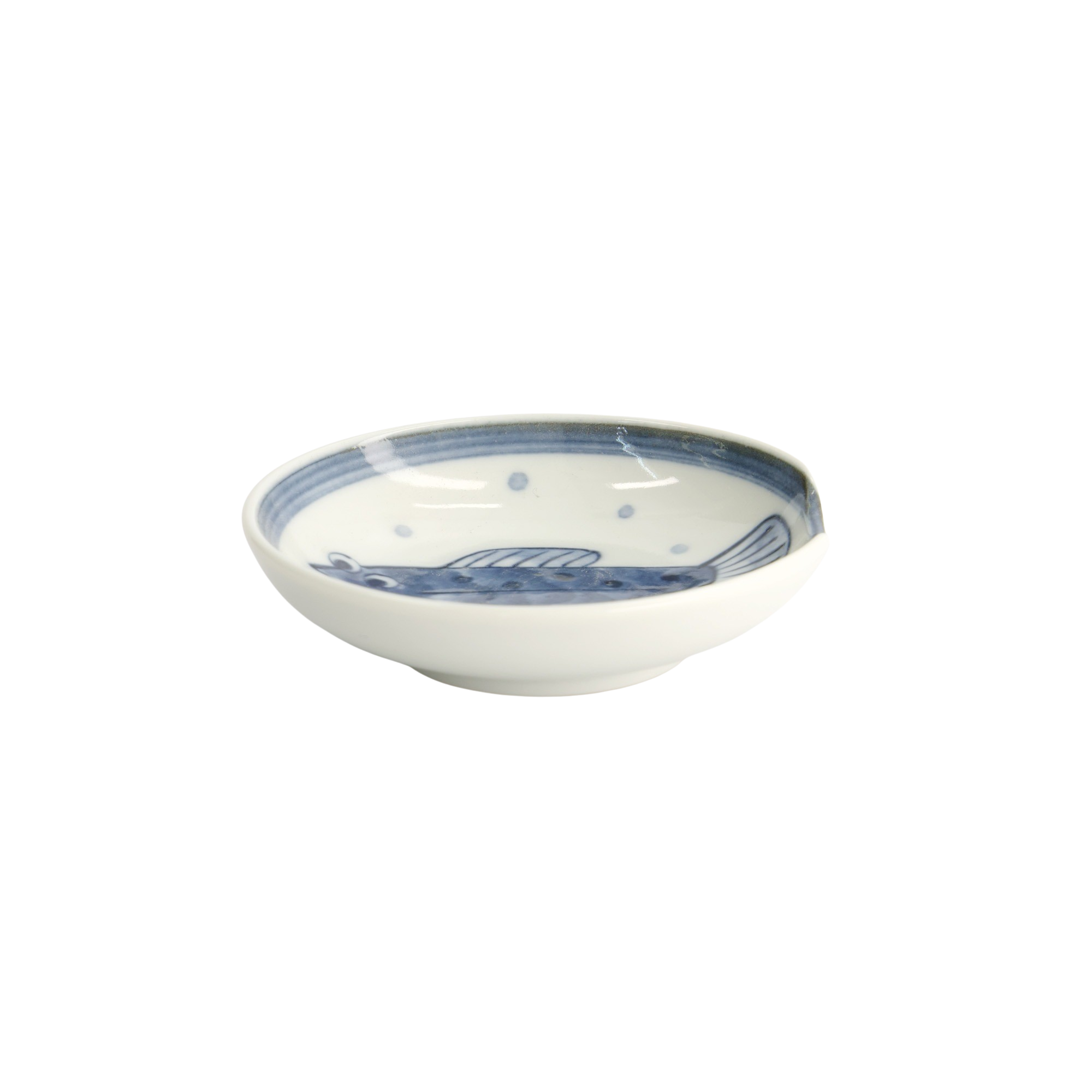 Tokyo Design Studio  Blowfish skål med spisepindeholder, blå/hvid - Ø9,4 cm.