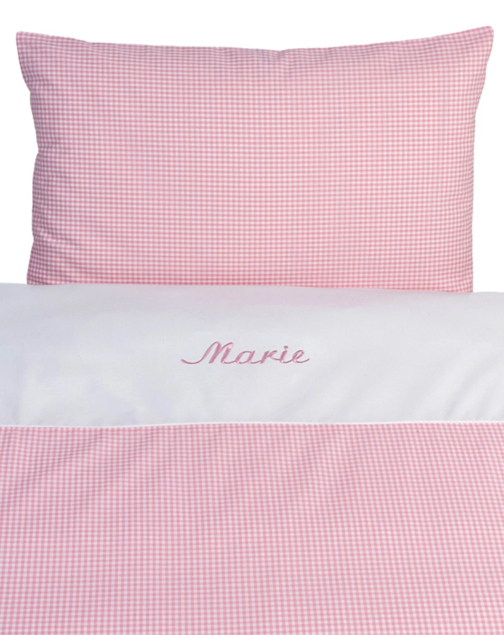 Personalisierte Kinder-Bettwäsche NOSTALGIE rosa (Farbe: rot)