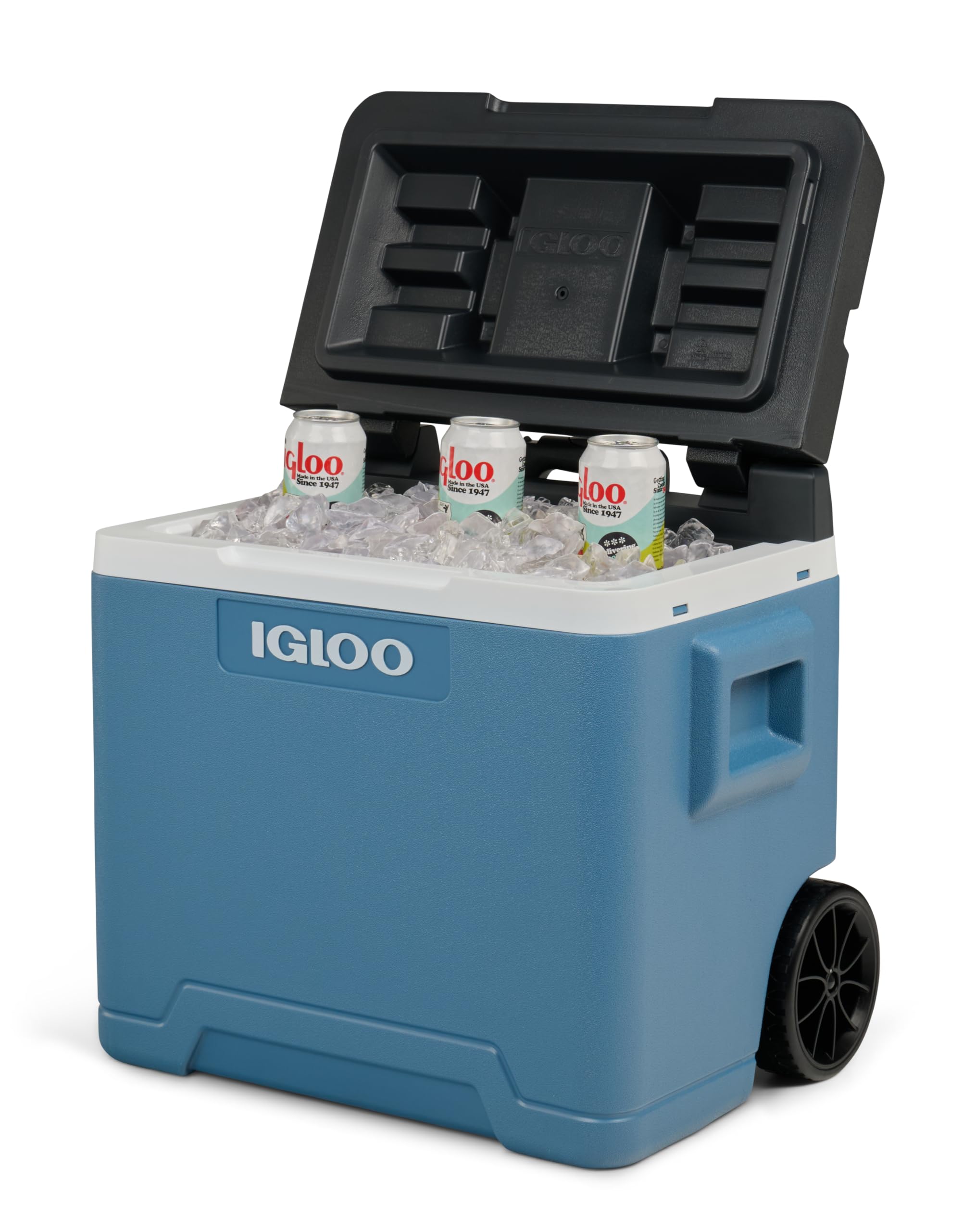 Igloo IP42 Roller Glacière Passive 42 L, glacière Bleue avec roulettes et poignée télescopique, glacière pour Loisirs, Travail et Camping