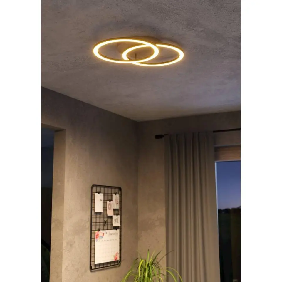 EGLO Lomaltas-Z Plafonnière - LED - 58 cm - Zwart/Bruin