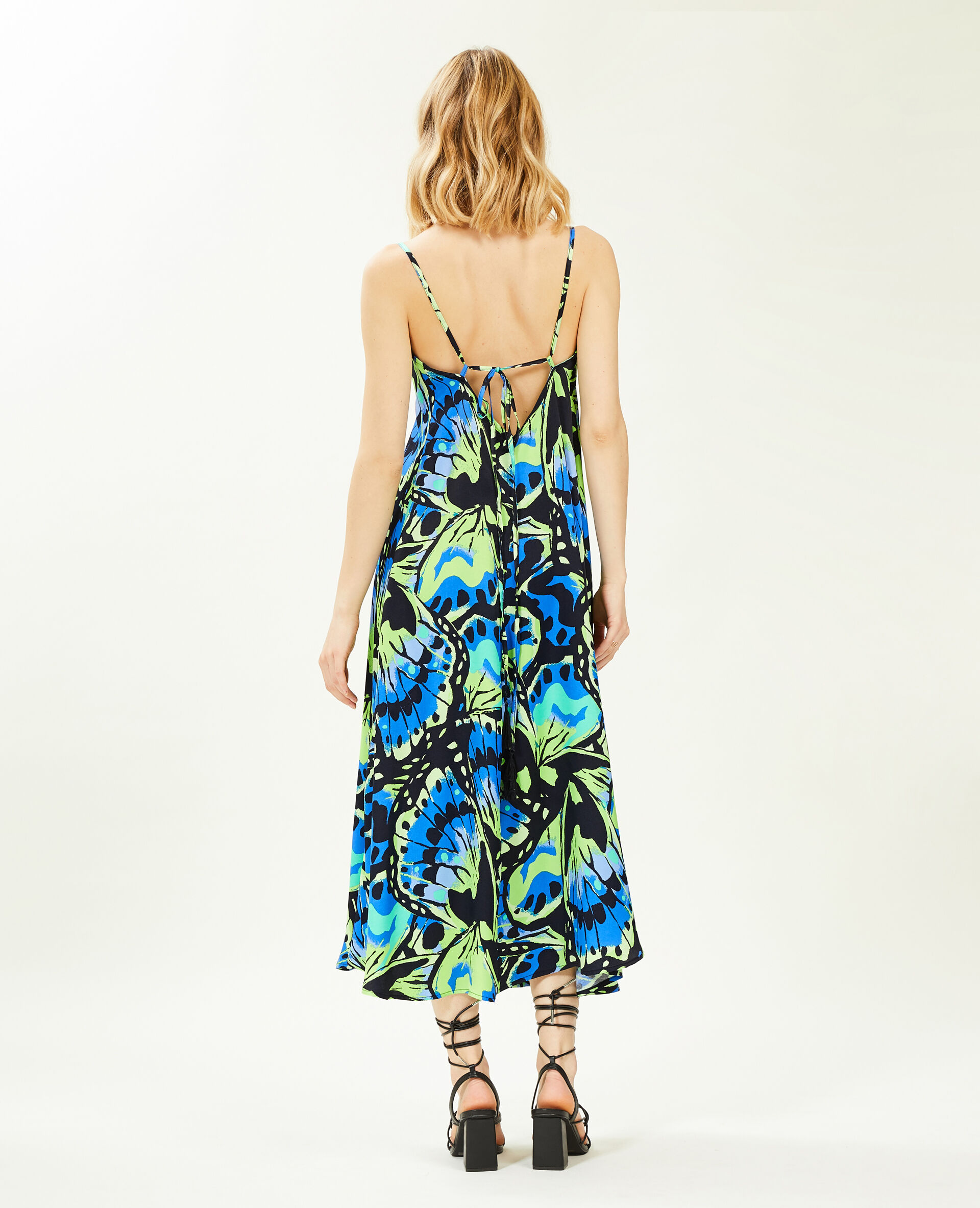Robe dos-nu avec liens à nouer - Noir