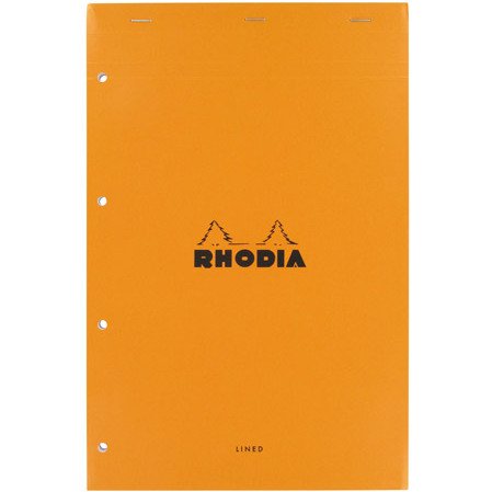 Bloc de bureau Rhodia 21 x 31,8 cm spirale orange n°119 - blanc ligné - 80 feuilles perforées