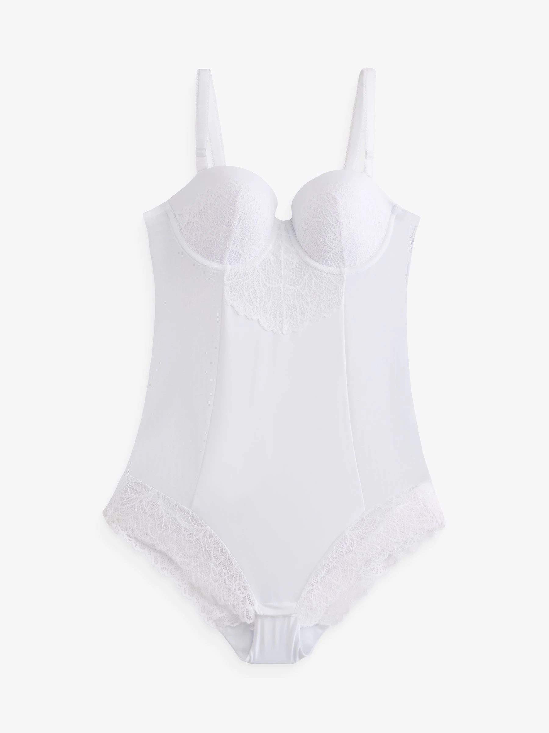 Wit - Kanten body met cups en sterke buikcorrectie