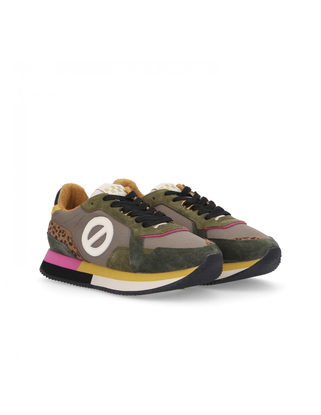 no name Basket de ville femme mia jogger kaki yellow fushia