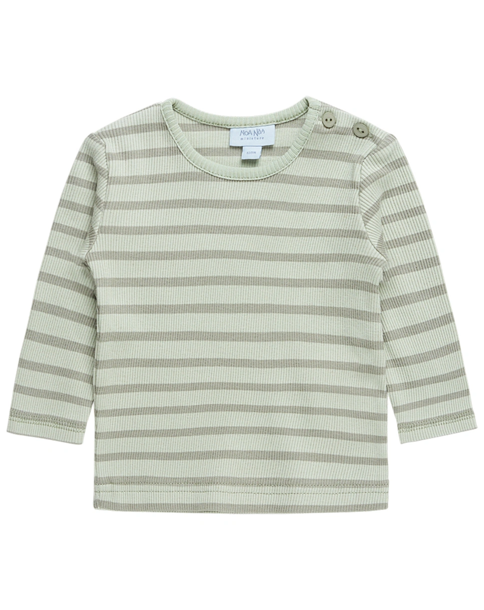 Langarmshirt AAGE gestreift in art green