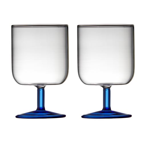 Lyngby Glas Torino 2-pak Vinglas, Klar/ Blå, 30 cl