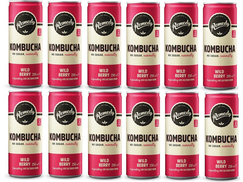 Remedy Wild Berry Kombucha 12 x 0.25 l Kombucha-Teegetränk mit Waldbeerengeschmack