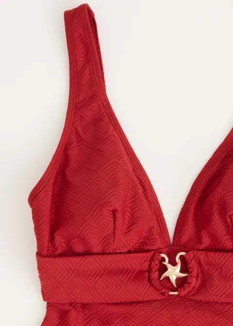 Badpak met zeester detail rood (ROO.RS)