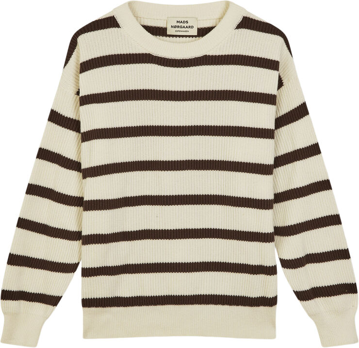 Mads Nørgaard - Copenhagen Nivi Eco Lindy Stripe Sweater Brun hvid striber