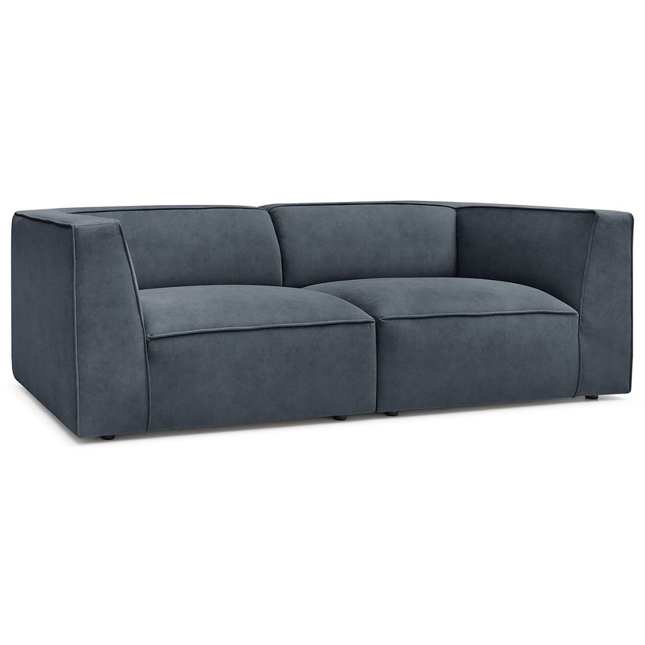 Bobochic Canapé droit fixe 3 places en Velours Molière gris foncé - 233x99x71 cm
