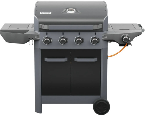 Tenneker® Carbon TG-4 U Gasgrill met 4 branders + zijbrander, gietijzeren rooster, zwart