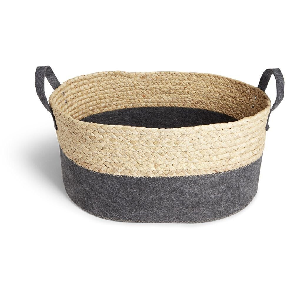 Panière jacinthe d'eau feutrine beige et gris foncé 44x33xH20cm