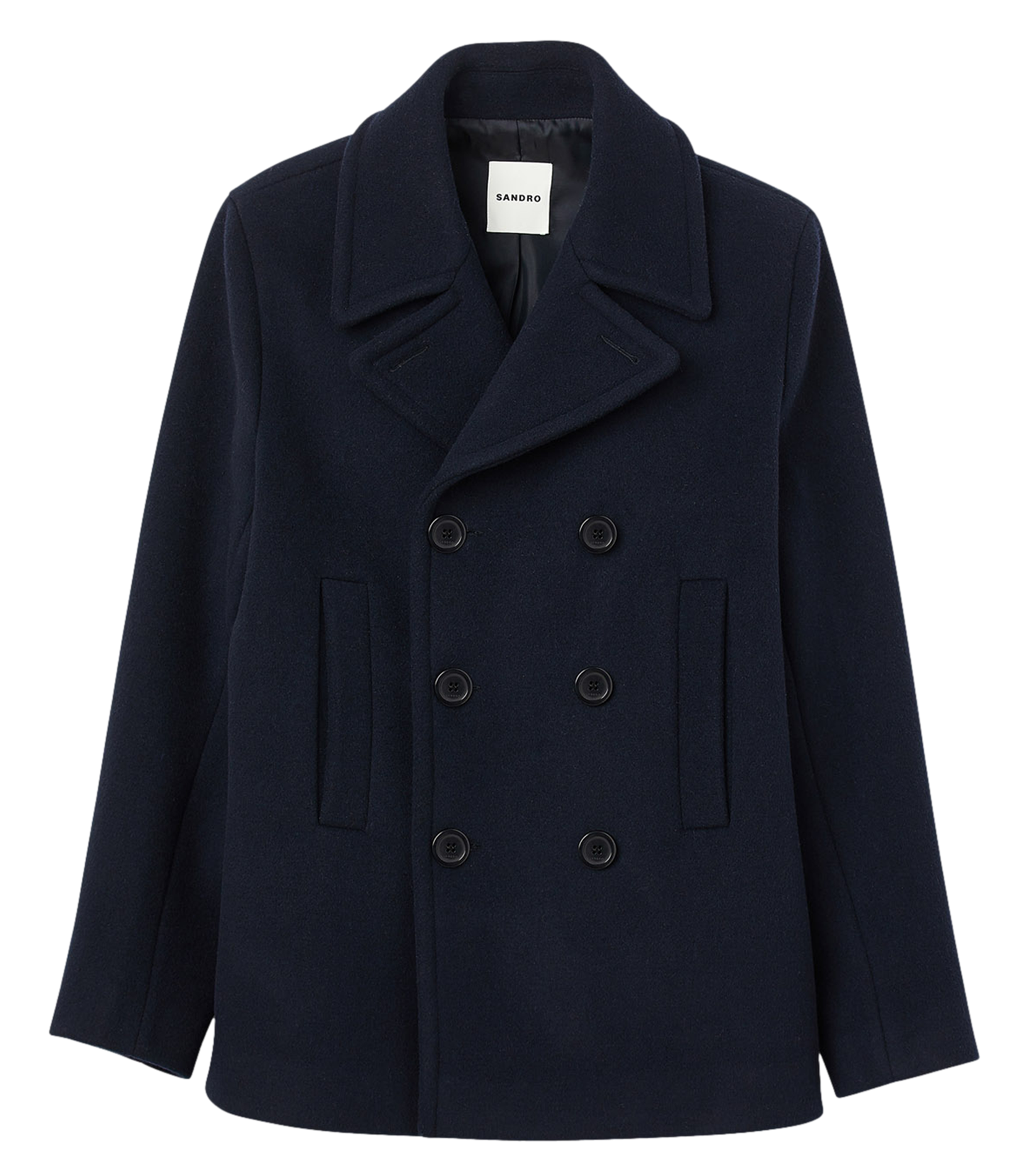 Manteau droit en laine mélangée | Bleu