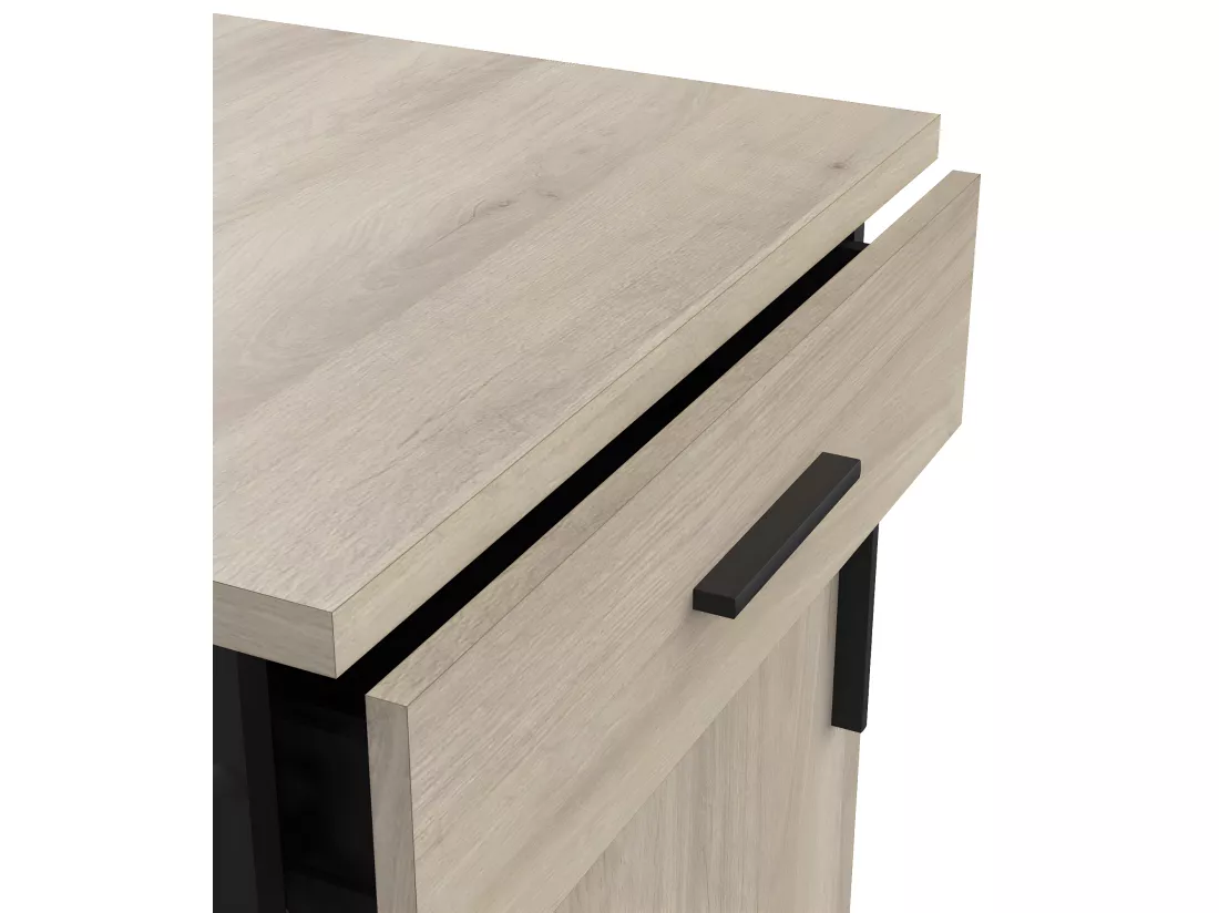 Meuble de cuisine bas coloris chêne kronberg, noir mat - Longueur 60 x Hauteur 85 x Profondeur 60 cm