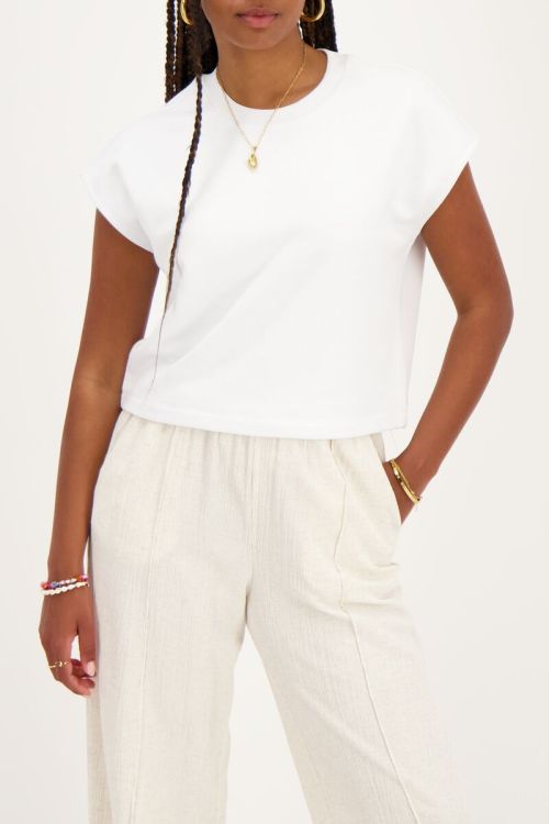 Witte muscle top sweatstof