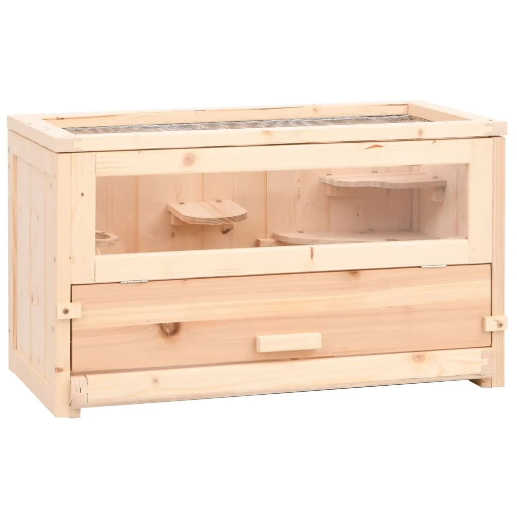 gaiola para hamster vidaXL em madeira maciça de abeto, 60x30x35 cm