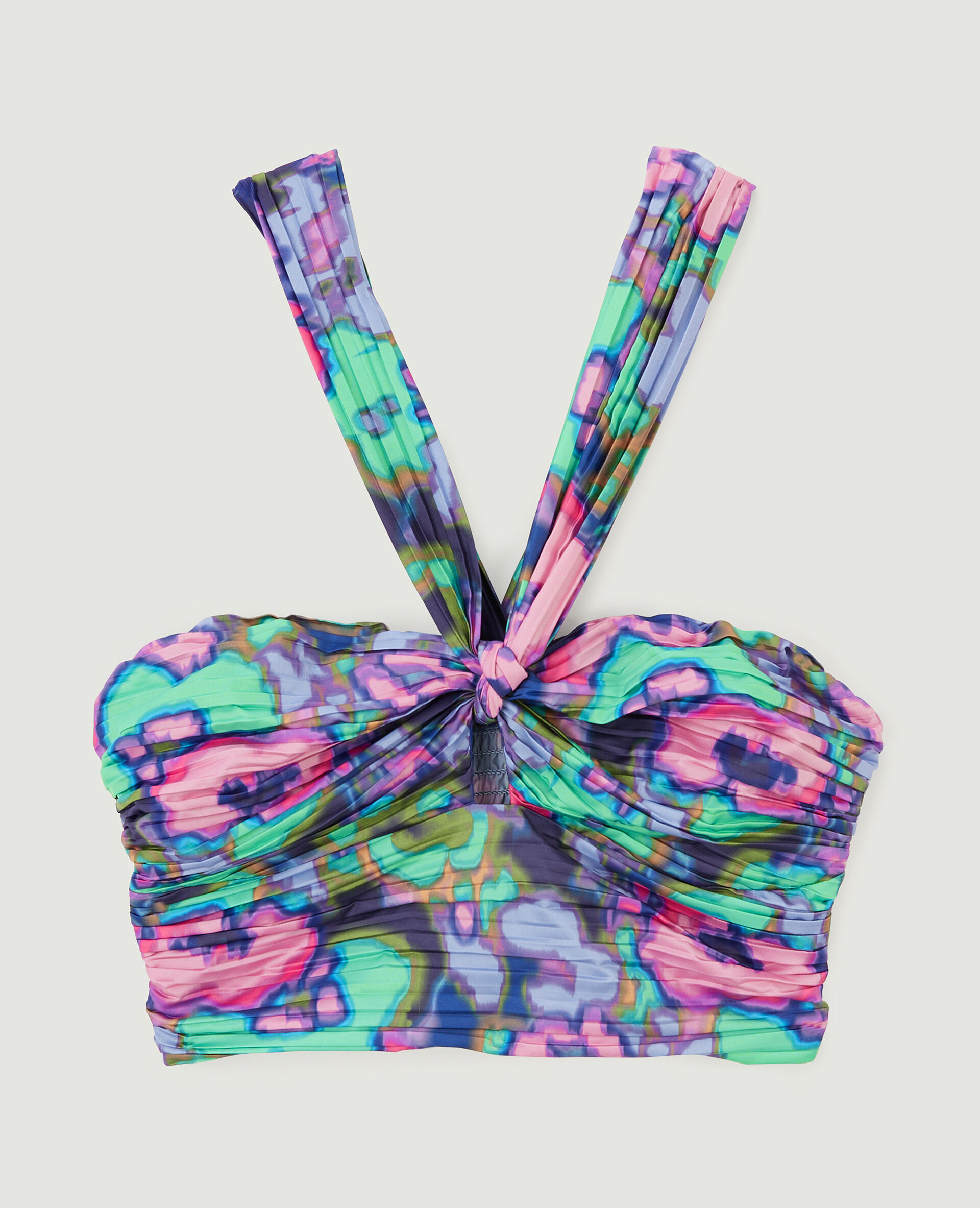 Top brassière en tissu satiné plissé - Violet