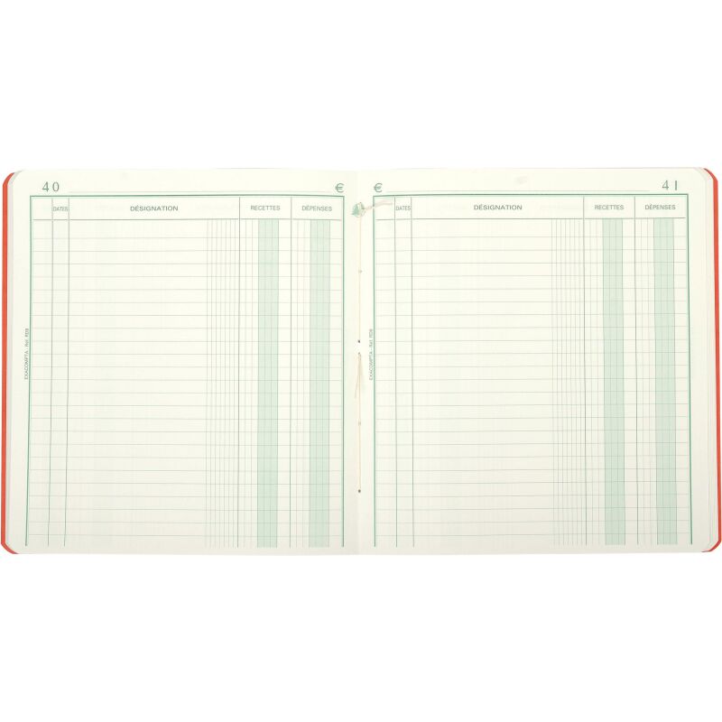 Registre standard 2 colonnes recettes dépenses Exacompta 930E, 19 x 21 cm 80 pages