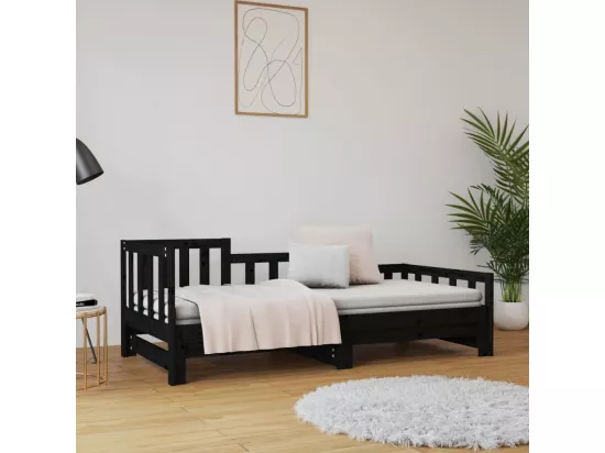 Lit coulissant sans matelas noir 2x(90x200) cm
