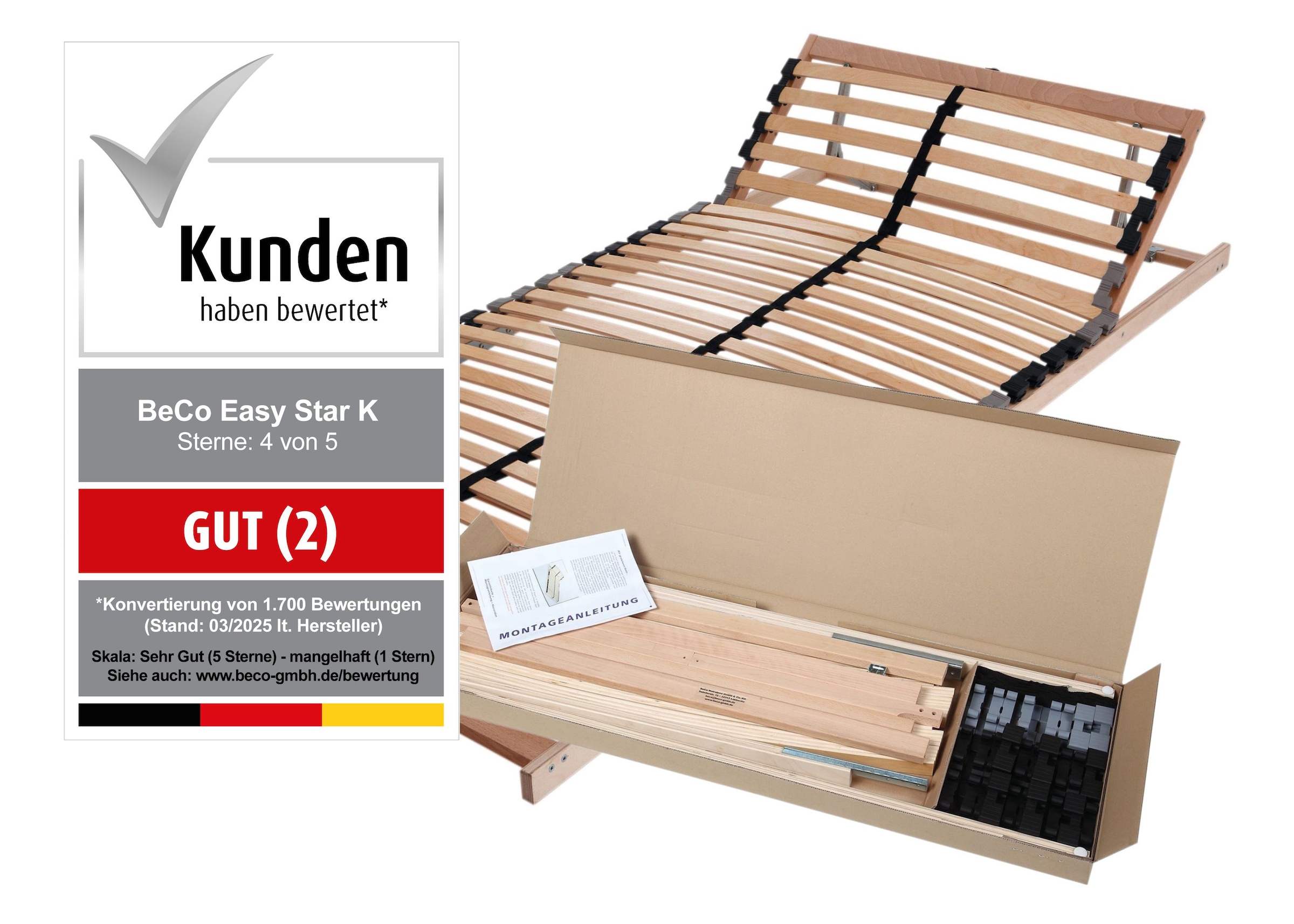 Beco Lattenrost »Easy Star K« Lattenrost für Doppelbetten geeignet, Lattenrost in diversen Grössen