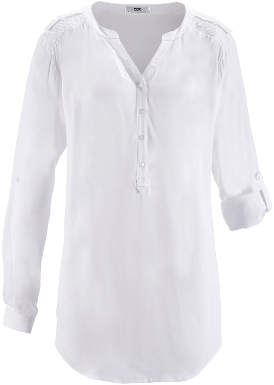 Blouse-tunique en viscose, col V et manches longues