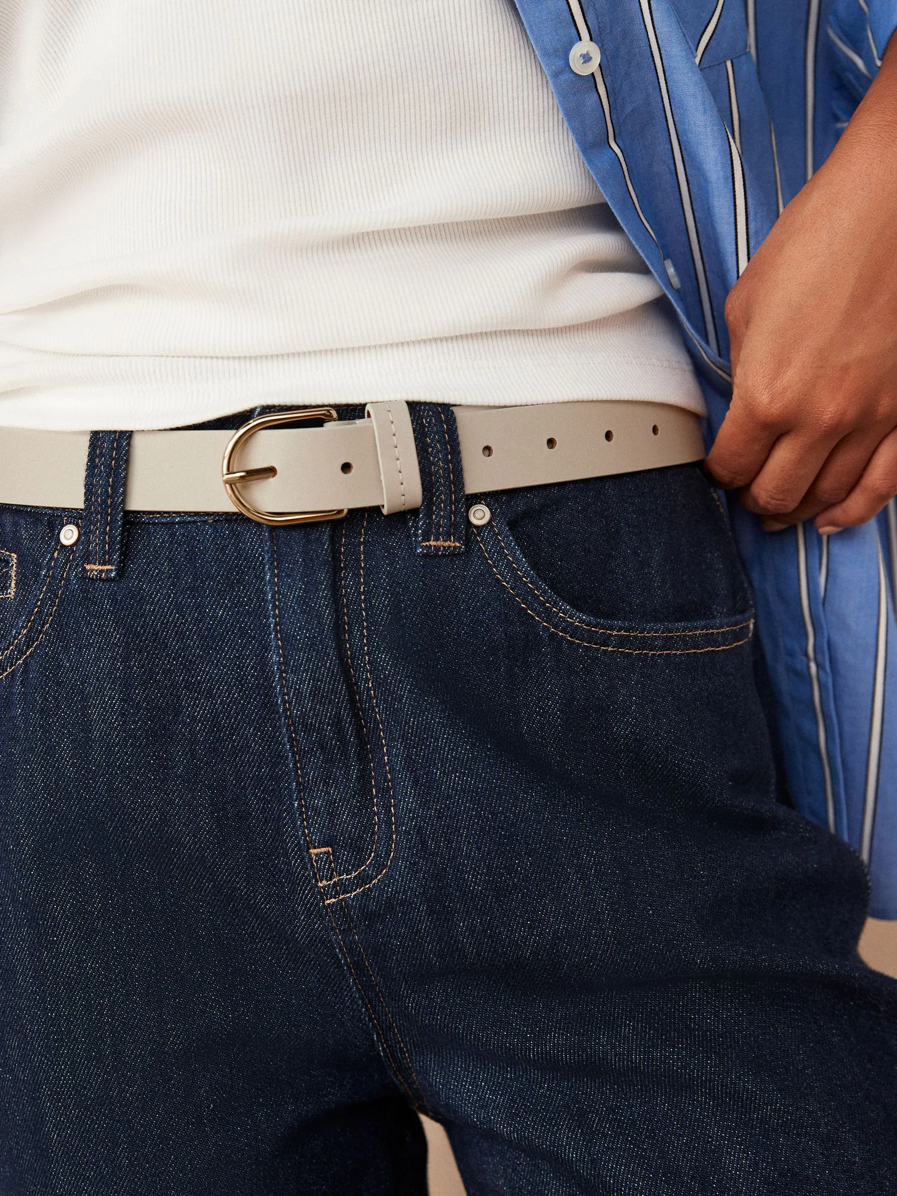 Gebroken wit - Standaard leren riem