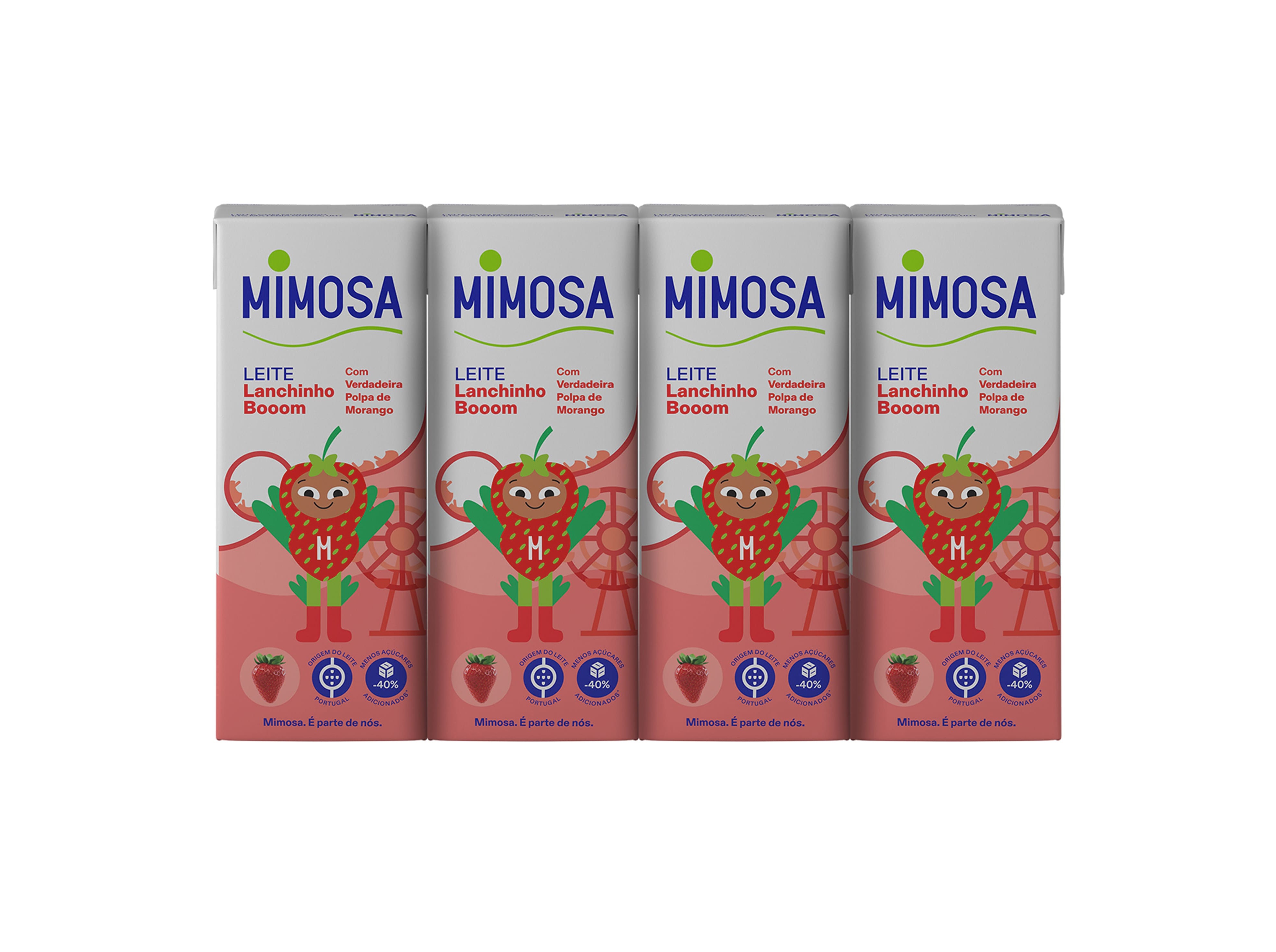 LEITE MIMOSA UHT POLPA DE MORANGO 4X200ML